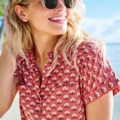 Women Orvis Shirts|Easy Printed Short-Sleeved Camp Shirt