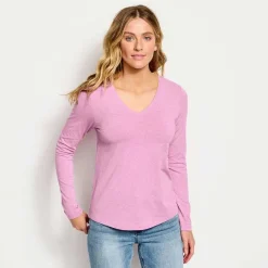 Women Orvis Shirts|Perfect Relaxed V-Neck Long-Sleeved Tee