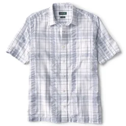 Men Orvis Shirts|Seersucker Plaid Short-Sleeved Shirt