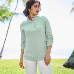 Women Orvis Sweatshirts|Signature Print-Trim Sweatshirt