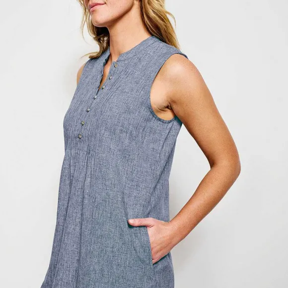 Women Orvis Skirts & Dresses|Tech Chambray Pintuck Tank Dress
