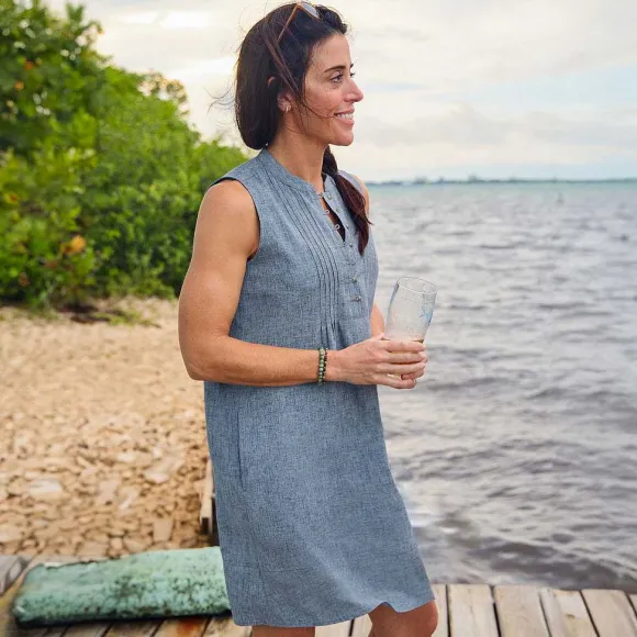Women Orvis Skirts & Dresses|Tech Chambray Pintuck Tank Dress