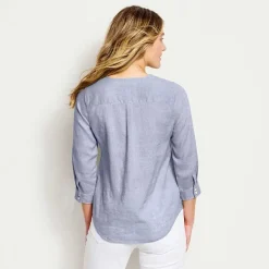 Women Orvis Shirts|Women'S Performance Linen Three-Quarter-Sleeved Shirt