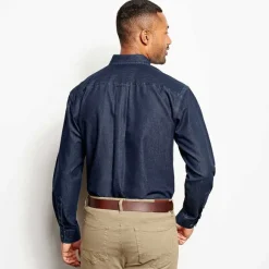 Men Orvis Shirts|Wrinkle-Free Pure Cotton Denim Shirt